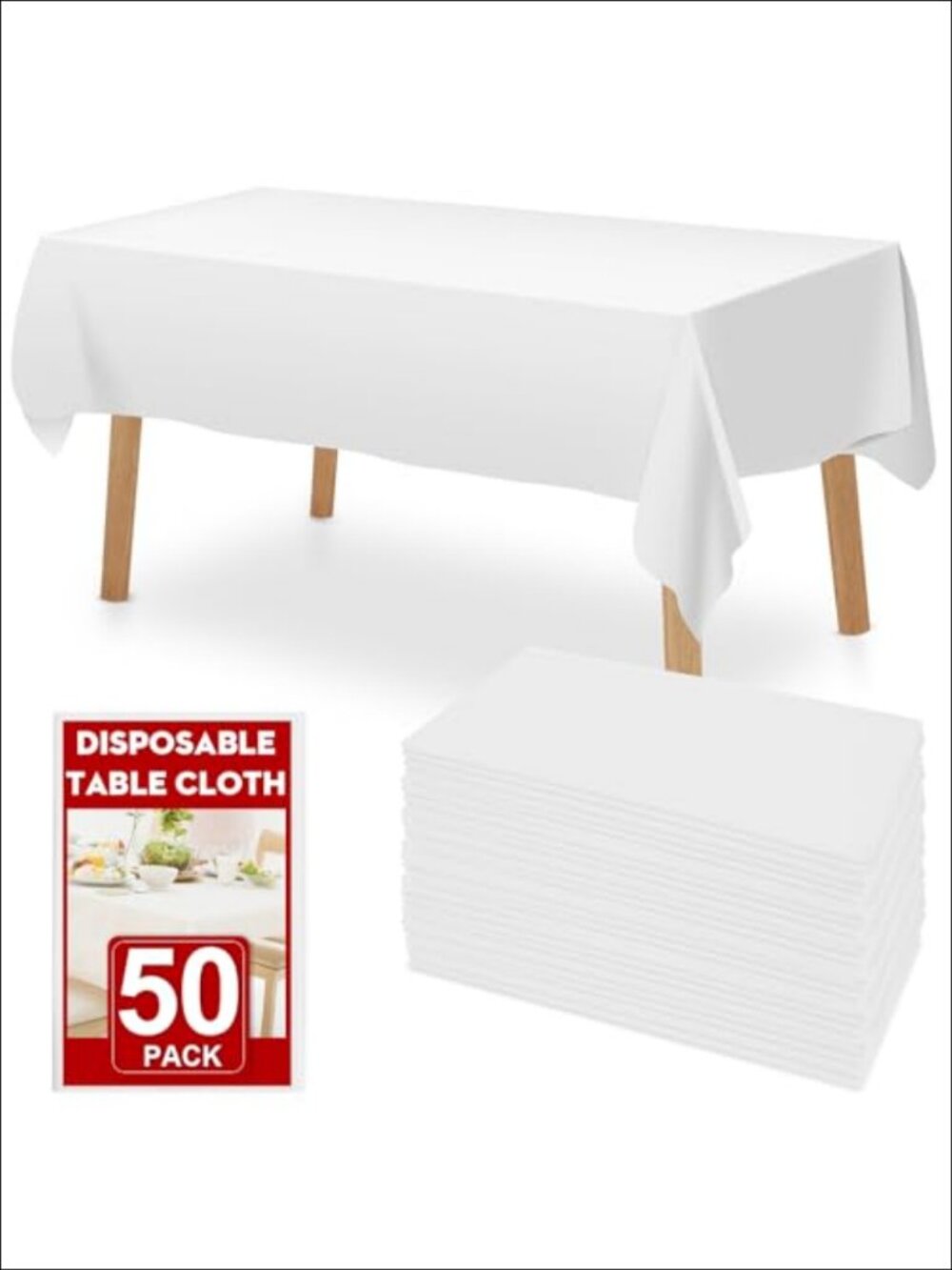 50 Pack Plastic Tablecloths Disposable 54x108 Waterproof Rectangle